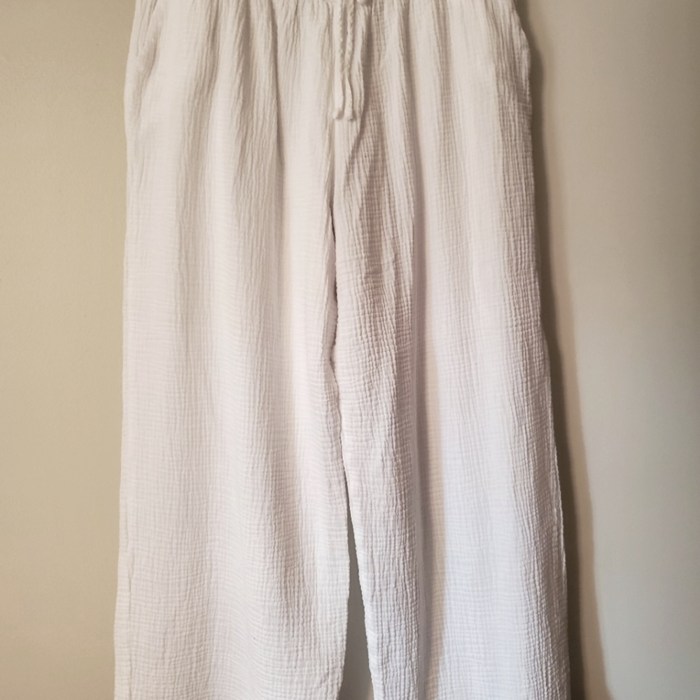 White Cotton Draw String Pants - image 7